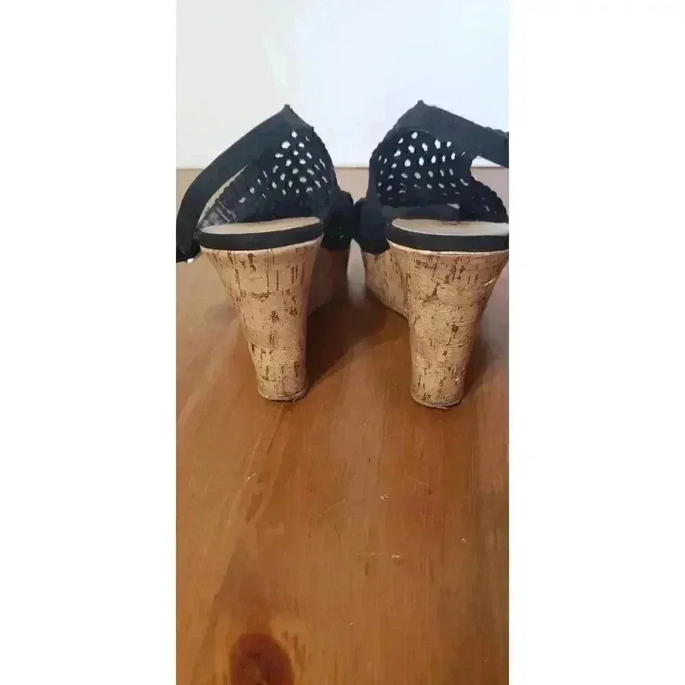 Mudd Y2k wedge knitted black heels womens‎ size 8m 4in heel cute!